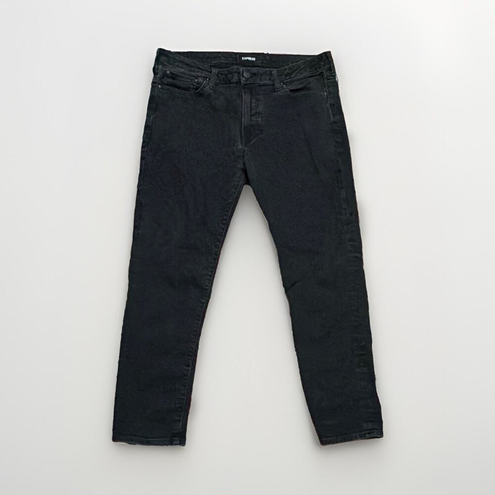 Express Jeans Mens Black Dark Wash Denim hyperstretch Slim Fit 5-Pocket 36x30